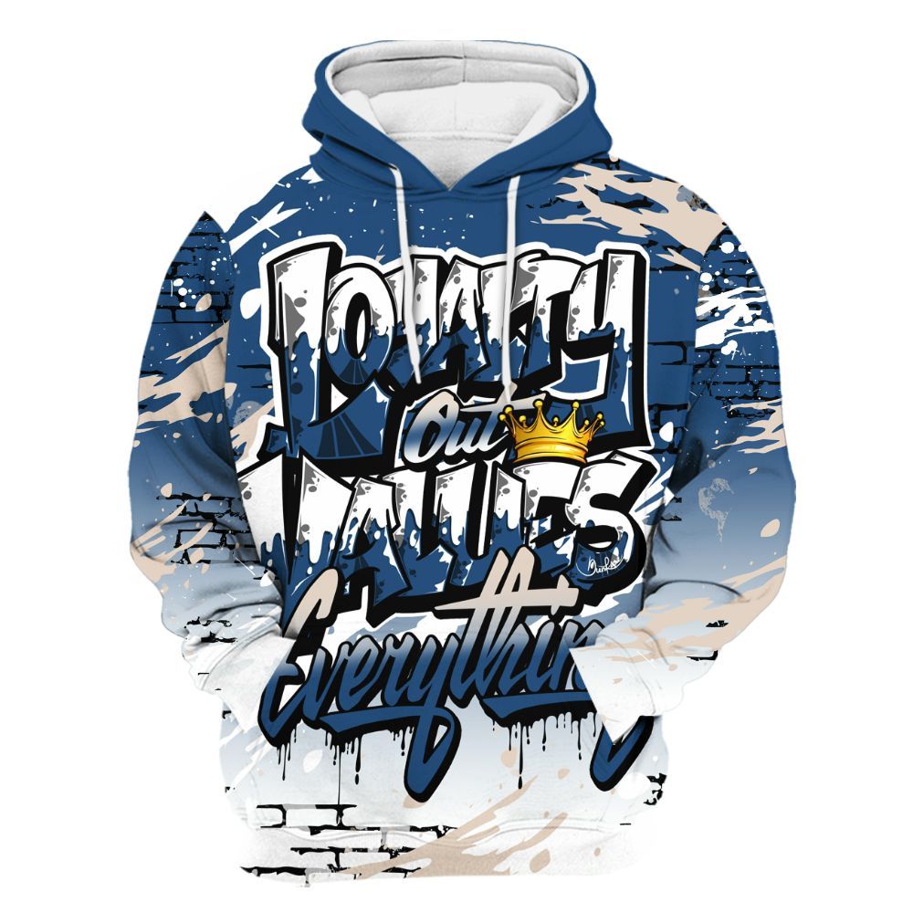 Hoodie To Match High OG Midnight Navy 1s - Values Of Loyalty Drip All Over Print