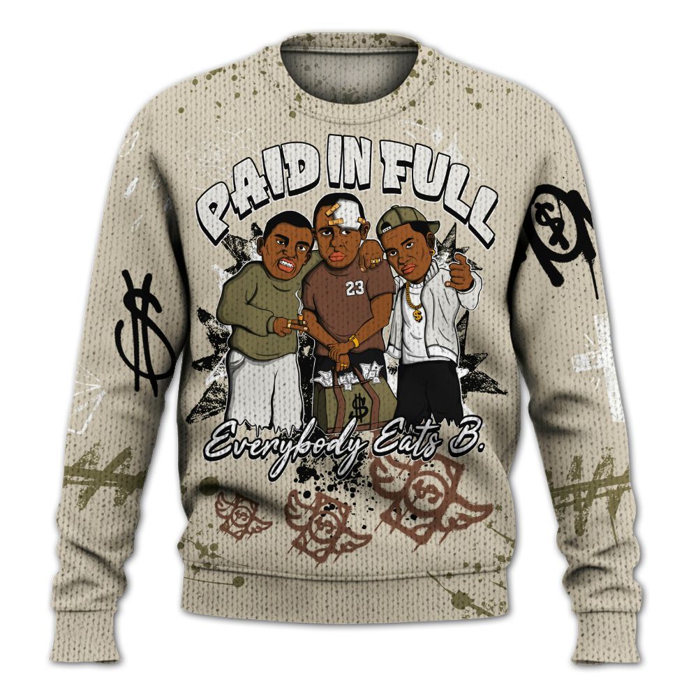 Sweater To Match Sail Neutral Olive 6s - Everybody Paid In Full Crayon Graphic