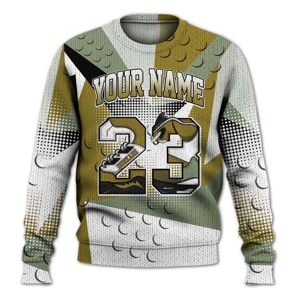 Knitted Sweater To Match Air Flightposite Metallic Gold - Poly Custom Name Number 23 5s