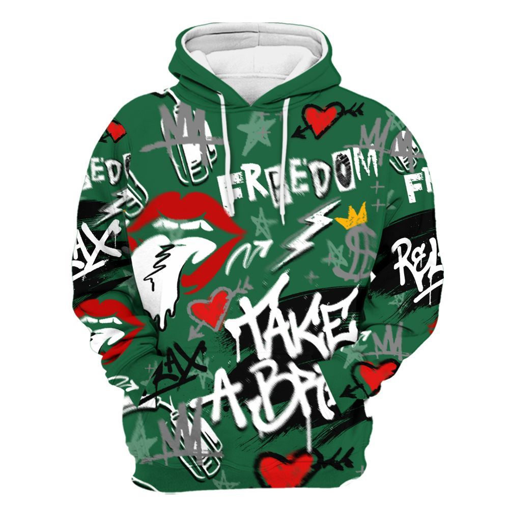 Hoodie To Match High Gorge Green 1s - Take Break Freedom Graffiti Streetwear All Over Print