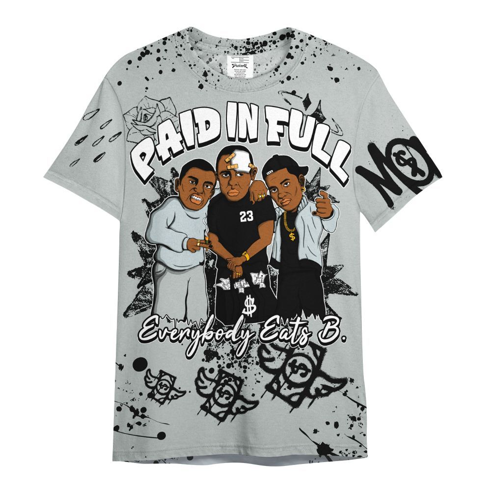 Shirt To Match Black Wolf Grey 12s - Everybody Paid In Full Crayon All Over Print
