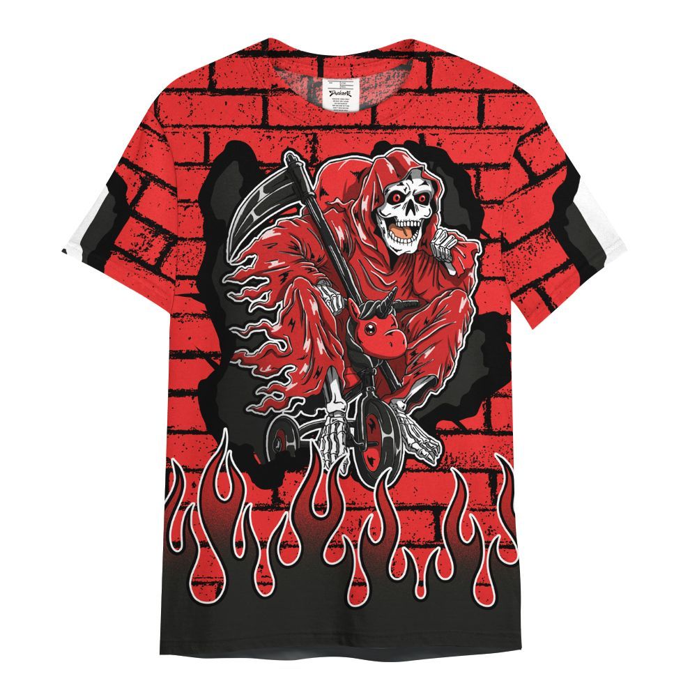 Shirt To Match Red Thunder 4s - Self Make Skeleton Crashed All Over Print