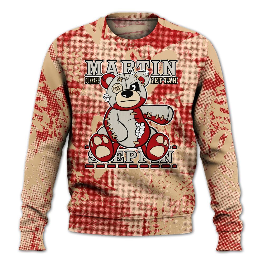 Sweatshirt To Match Dunk Low Strawberry Waffle - Tah Steppin Bear Heart Grunge All Over Print
