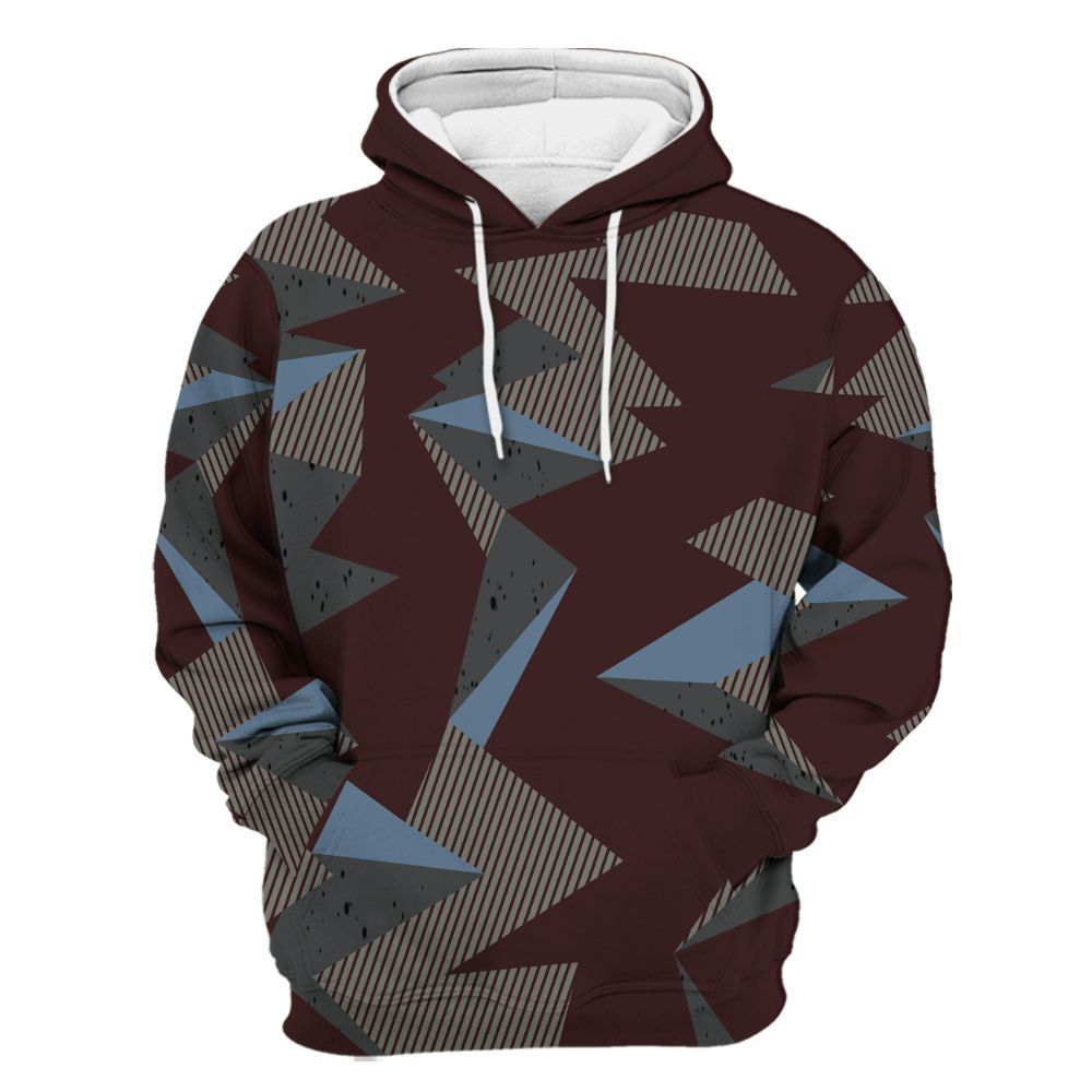 Hoodie To Match Burgundy 5s - Geometric Camouflage Pattern All Over Print