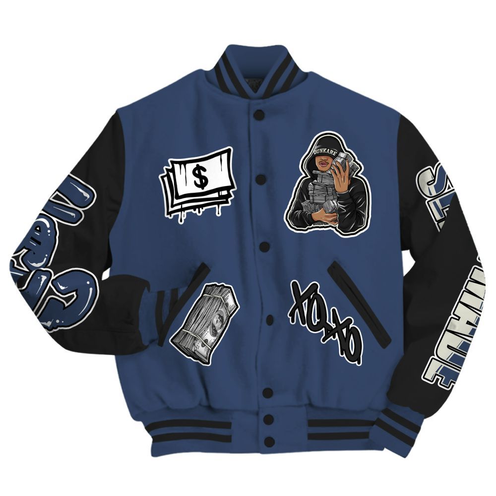 Varsity Jacket To Match Diffused Blue 3s - Selfmade All Over Print