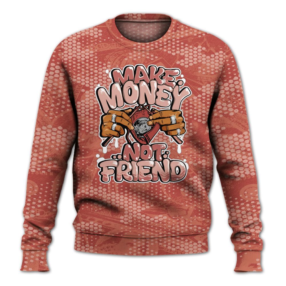 Sweatshirt To Match Dune Red 13s - Make Moneys Not Friend Graphic Banknotes All Over Print