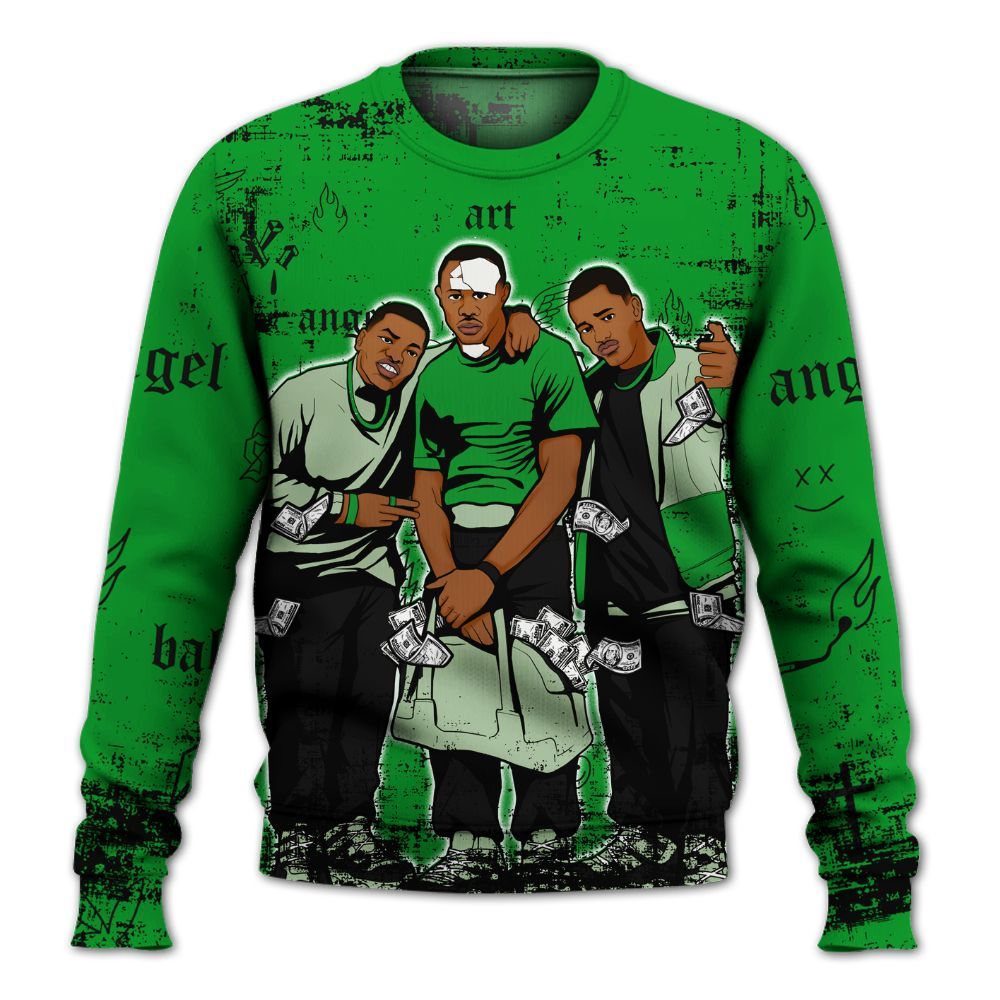 Sweatshirt To Match Green Spark CJ1 T-Rex - Paid In Full Money All Over Print
