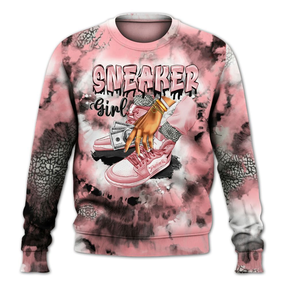 Sweatshirt To Match Retro Wings 3s - SNEAKER Girl Money Drip Tie Dye All Over Print