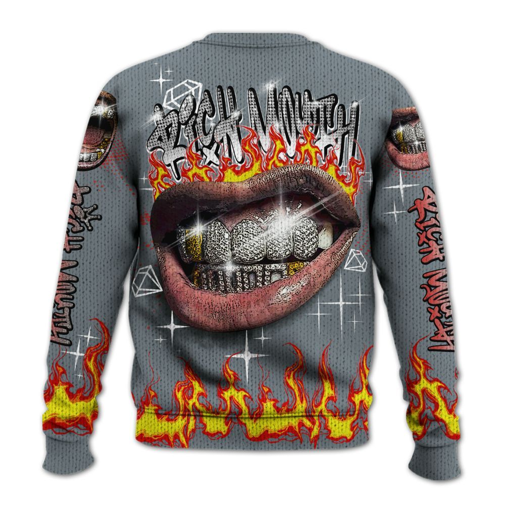 Knitted Sweater To Match Wolf Grey 13s - Rich Mouth Fire Rap Retro 90s