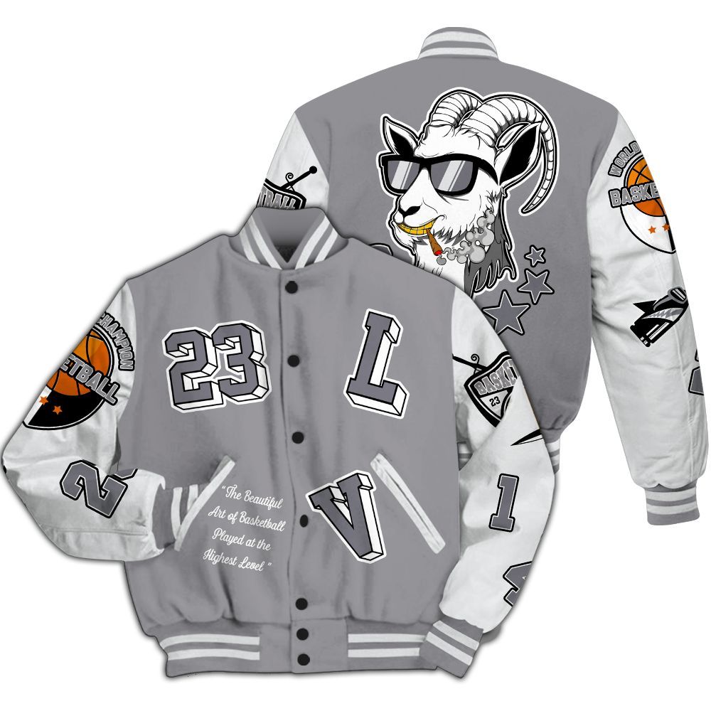 Varsity Jacket To Match Low Cement Grey 11s - The GOAT Got Em Streetwear All Over Print