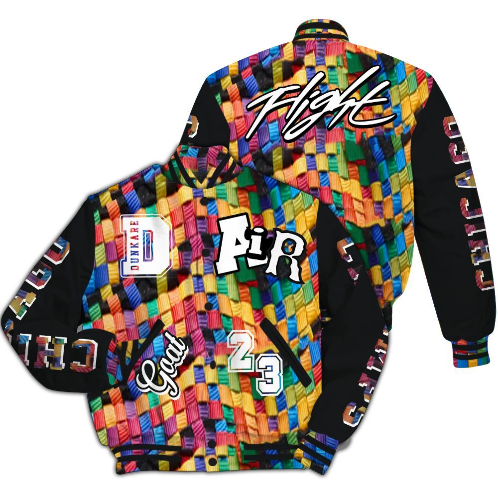 Varsity Jacket To Match Air Rainbow Weave - AIR Number 23 GOAT All Over Print