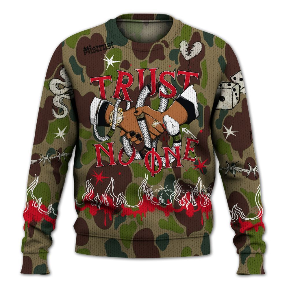 Knitted Sweater To Match Air Max 90 Duck Camo Red - Trust No One Snake-Bite Doodle Crayon