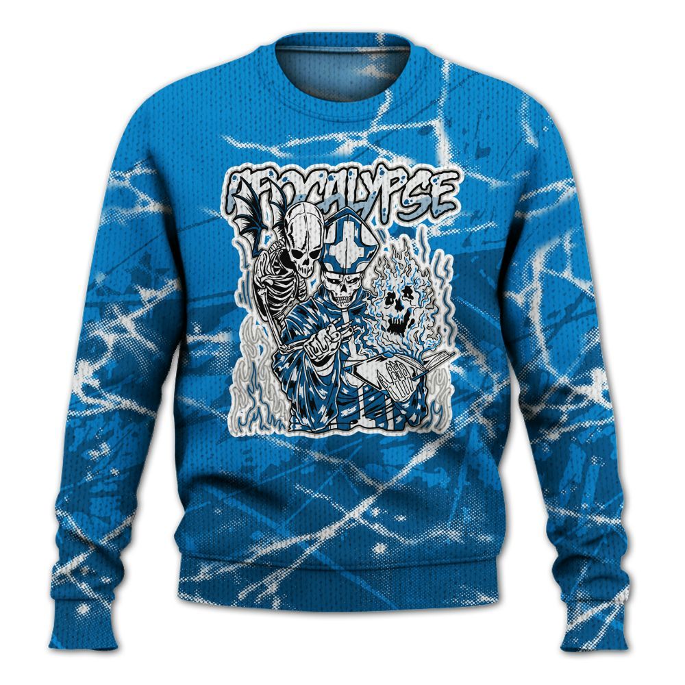 Knitted Sweater To Match Military Blue 4s - Apocalypse Skeleton Profound