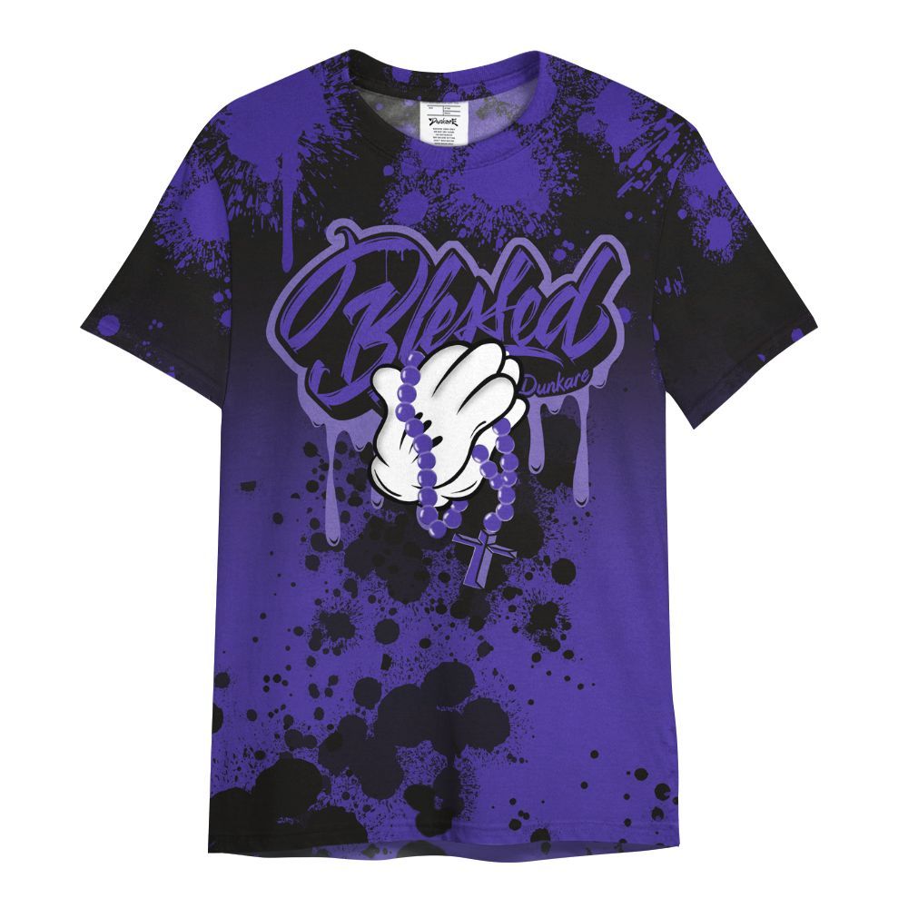Shirt To Match Field Purple 12s - God Blessed Ink Drip All Over Print