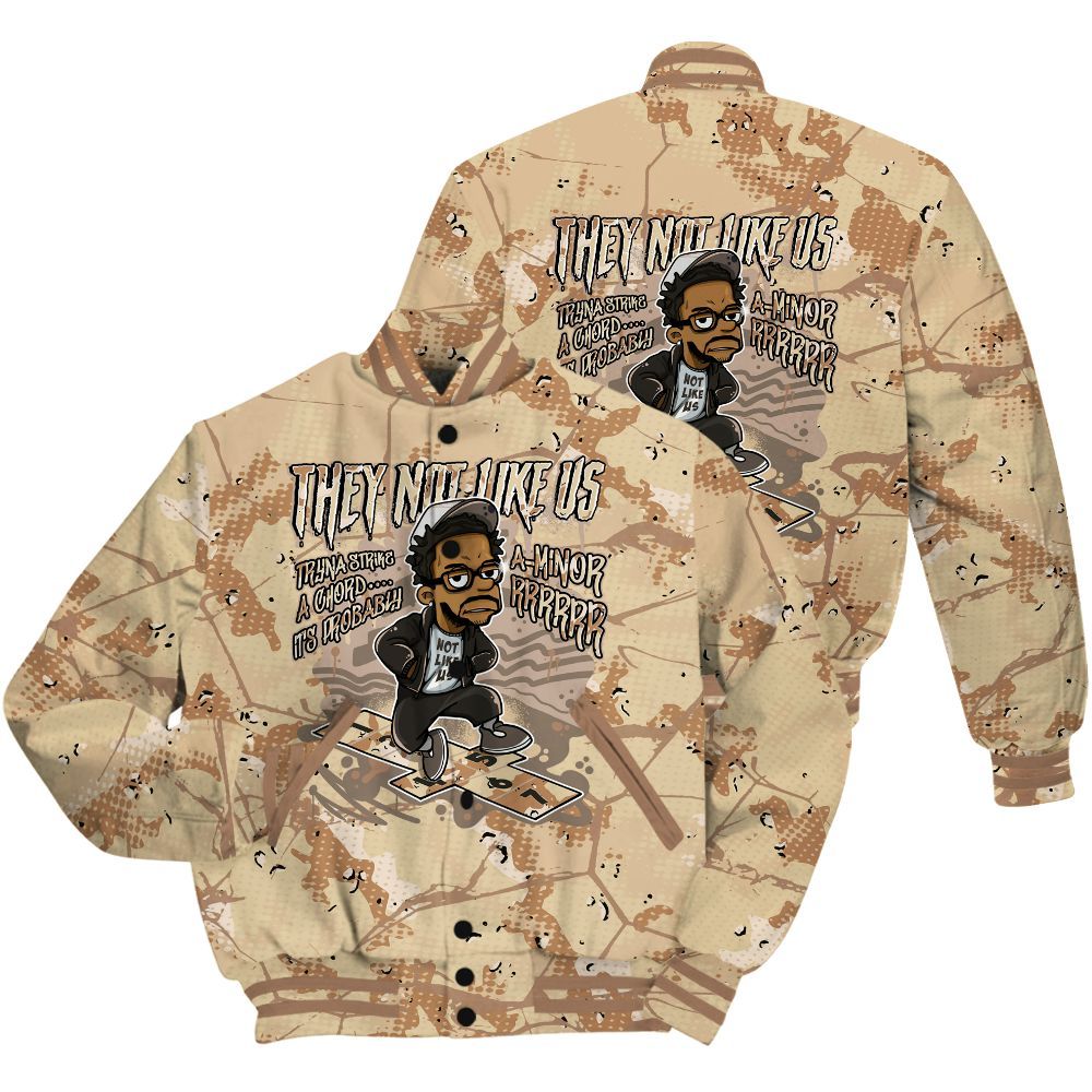 Varsity Jacket To Match Desert Camo 3s Shirt - Hopscotch Dislike Us Graphic Crack All Over Print