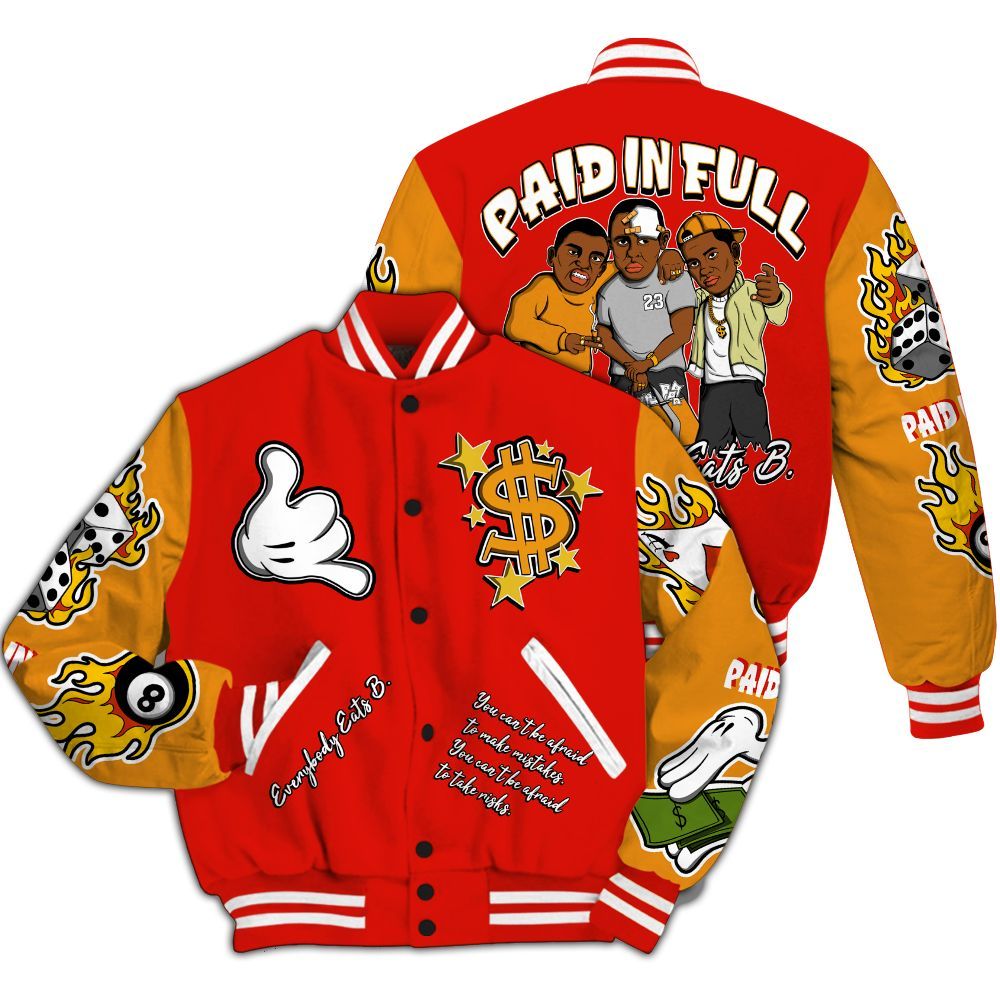 Varsity Jacket To Match Retro Sunset 2026 5s - Everybody Paid In Full Graphic All Over Print