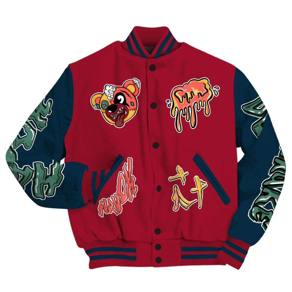 Varsity Jacket To Match Mid Multi Color 2022 1s - Havok Bear All Over Print