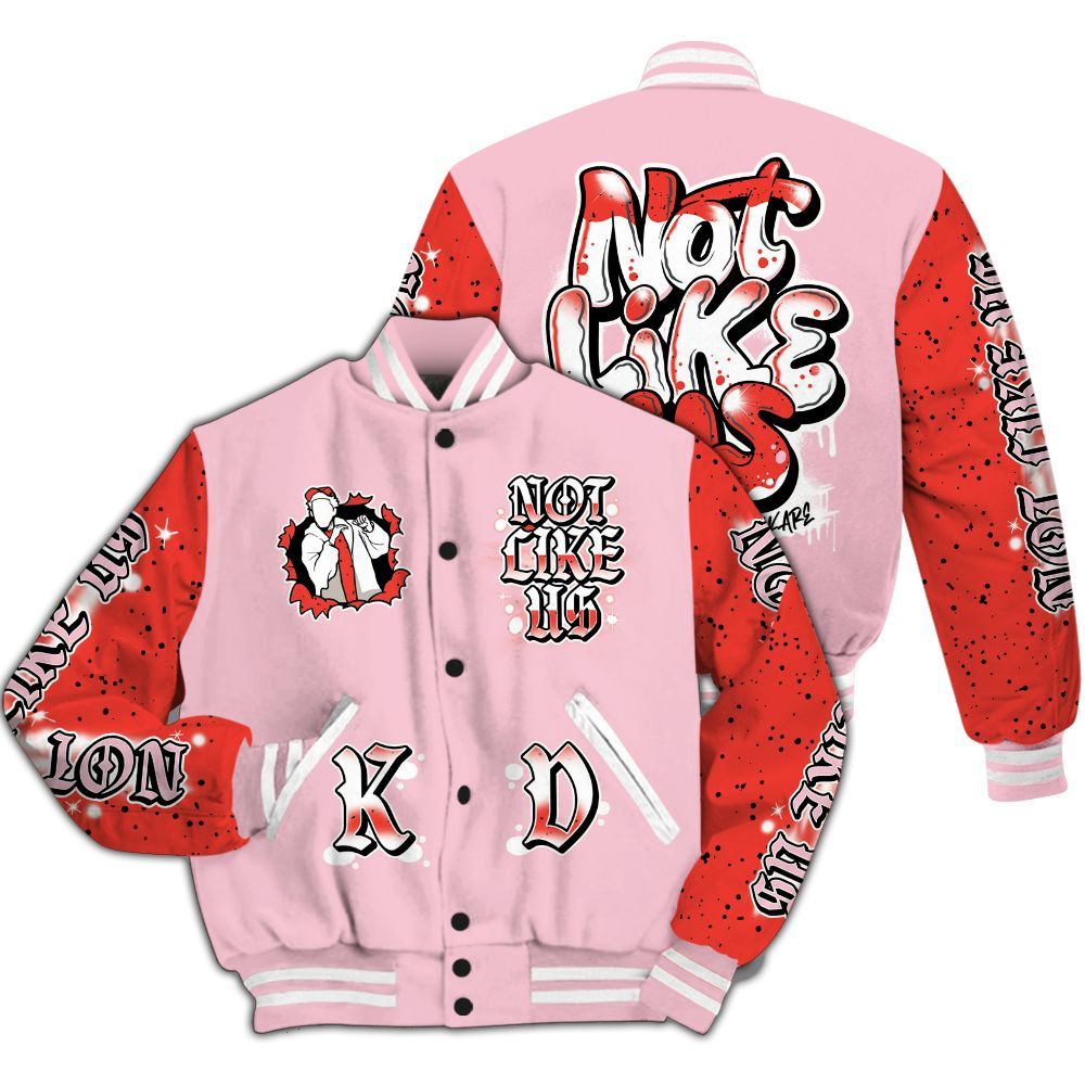 Varsity Jacket To Match Retro Awake Arctic Pink - None Like Us All Over Print