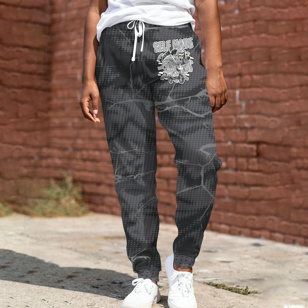 Sweatpant To Match White Thunder 4s - Self Made Skeleton Crack All Over Print