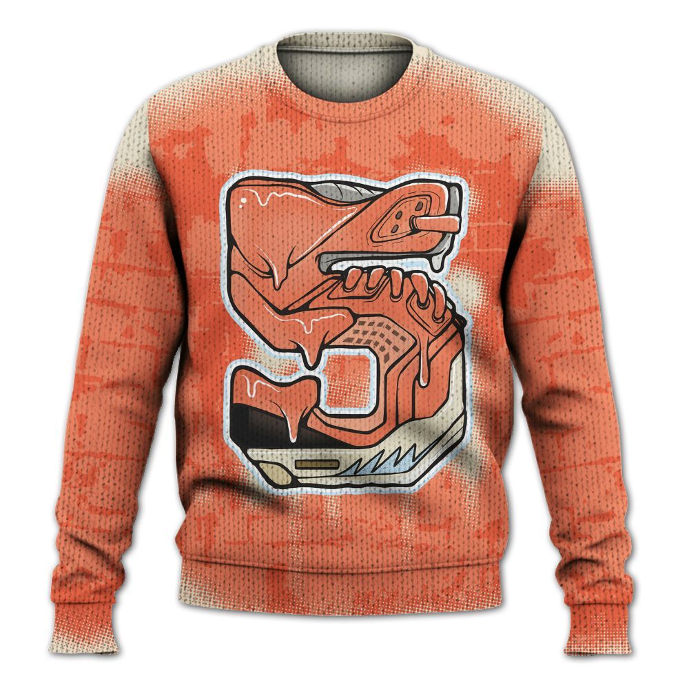 Knitted Sweater To Match DJ Khaled Crimson Bliss 5s - No.5 Drip Graphic Custom Name