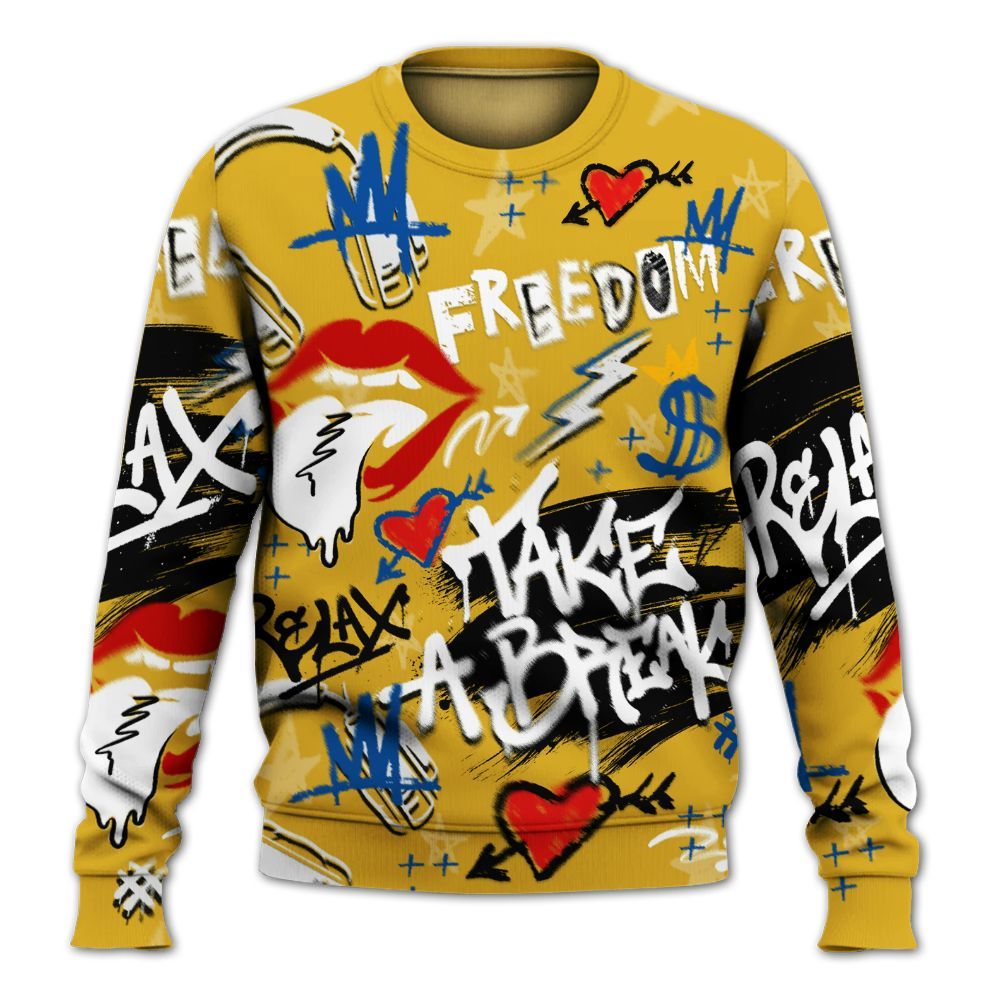 Sweatshirt To Match High Laney 1s - Take Break Freedom Graffiti Streetwear All Over Print