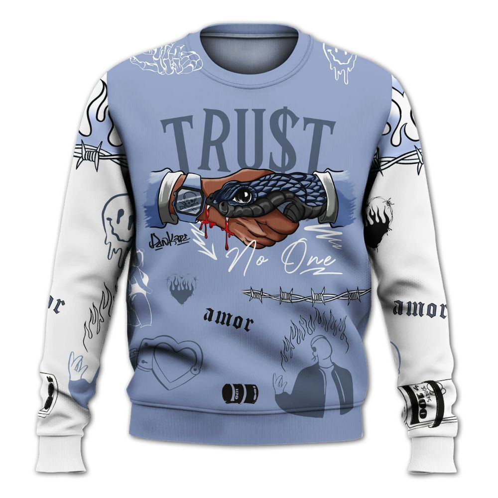 Sweatshirt To Match Retro Blue Grey 13s - Snake Trust No One All Over Print