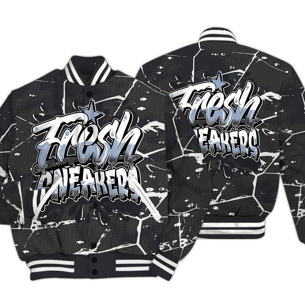 Varsity Jacket To Match Reverse Black White 6s - Fresh Shoe White Graphic Crack Varsity Jacket Unisex