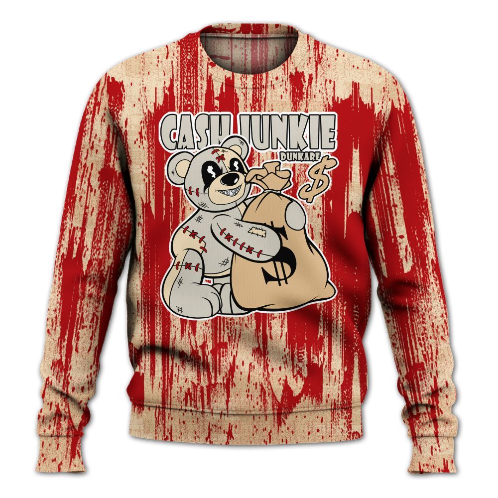Sweatshirt To Match Dunk Low Strawberry Waffle - Cashs Junkie Bear Glitch Art All Over Print