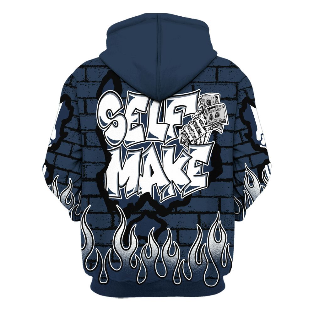 Hoodie To Match White Midnight Navy 6s - Self Make Skeleton Crashed All Over Print