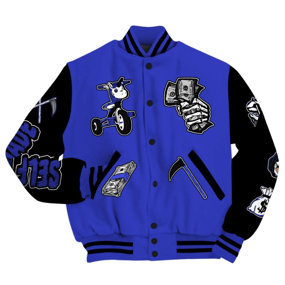 Varsity Jacket To Match Retro Black Concord 12s - Self Make Skeleton All Over Print