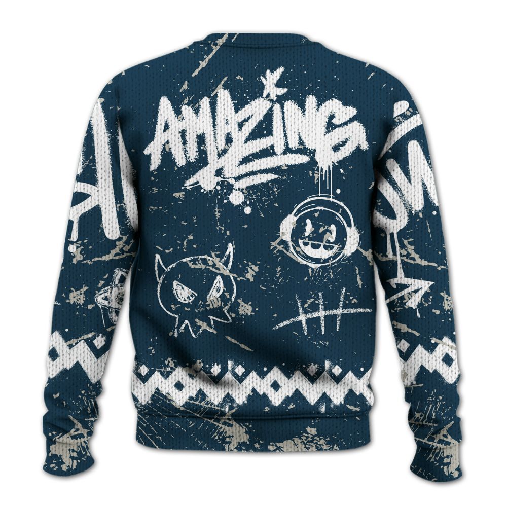 Knitted Sweater To Match Air Navy Baltic Blue - Friday Sneaker Crayon