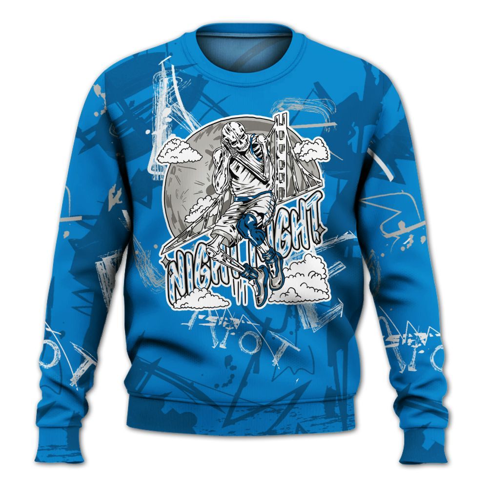 Sweatshirt To Match Military Blue 4s - Seeya Skeleton Messyz All Over Print
