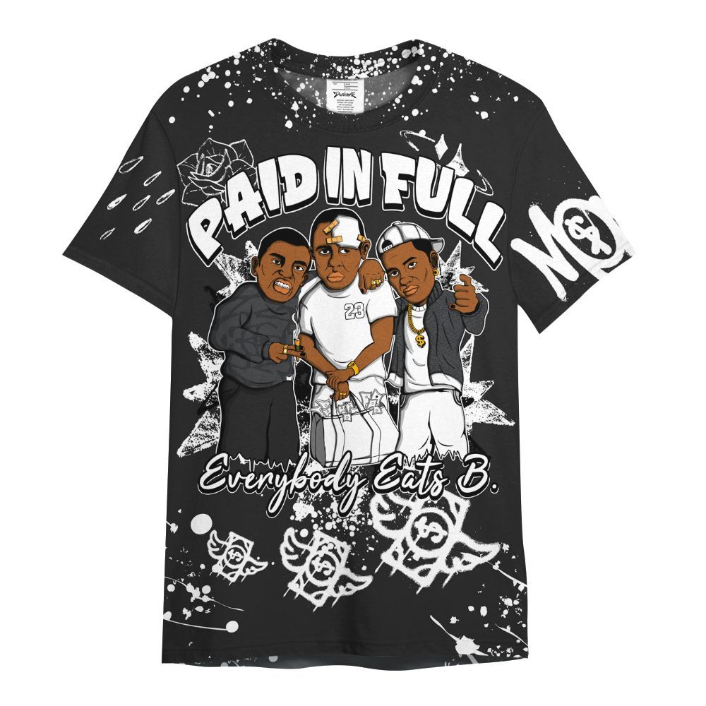 Shirt To Match Black Cat 3s - Everybody Paid In Full Crayon All Over Print