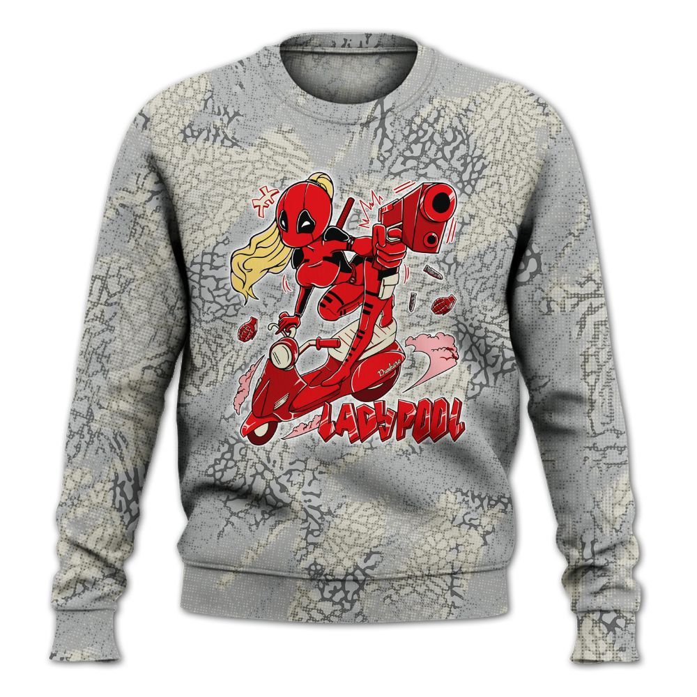 Sweatshirt To Match Cement Grey 3s - Lady Pool Cartoon Abstract Halftone All Over Print