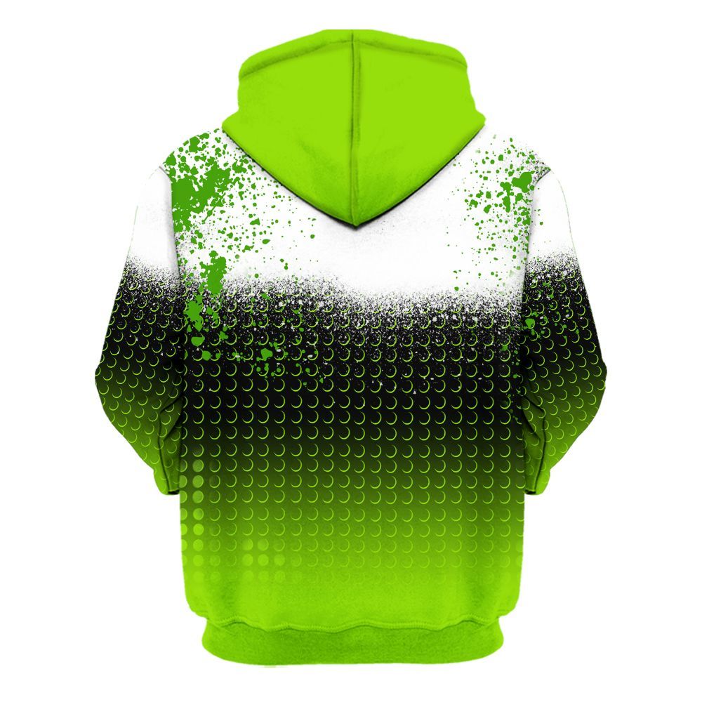 Hoodie To Match Electric Green 6s - Halftone Time Is Money All Over Print
