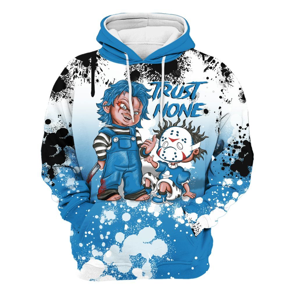 Hoodie To Match Retro University Blue 9s - Trust No One Scary All Over Print