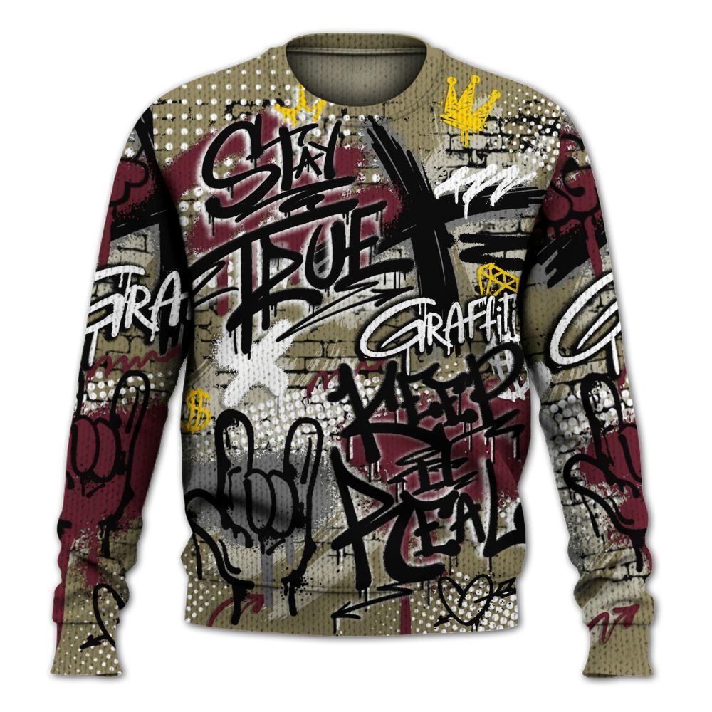 Knitted Sweater To Match Black Olive 7s - True It Real Graffiti Streetwear