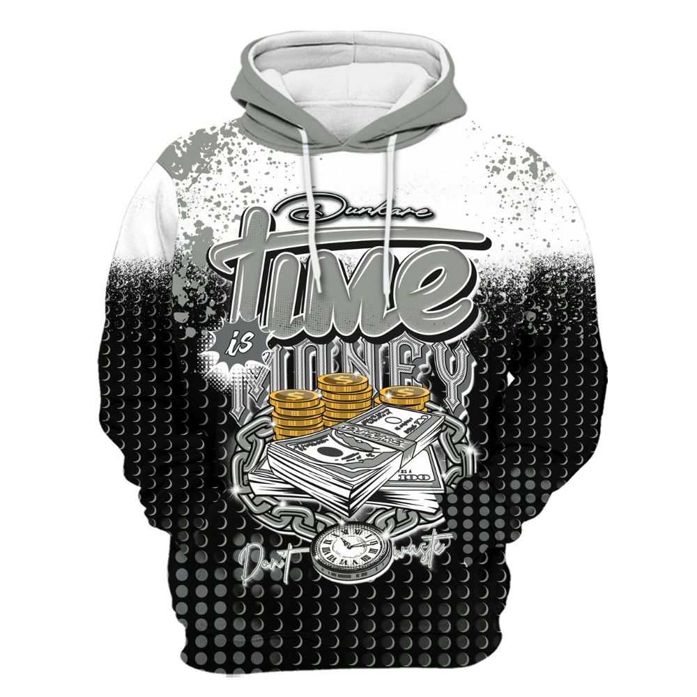 Hoodie To Match Paris Cement Grey 4s - Halftone Time Is Money All Over Print