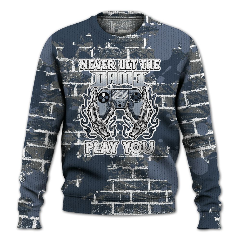 Knitted Sweater To Match Low Diffused Blue 11s - PlayGame Skull Brick