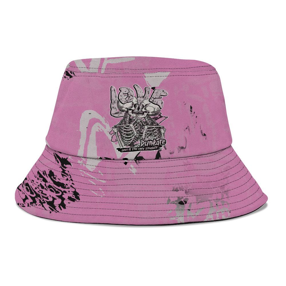 Bucket Hat To Match Neutral Grey Black White Orchid 4s - Skull Love Graphic