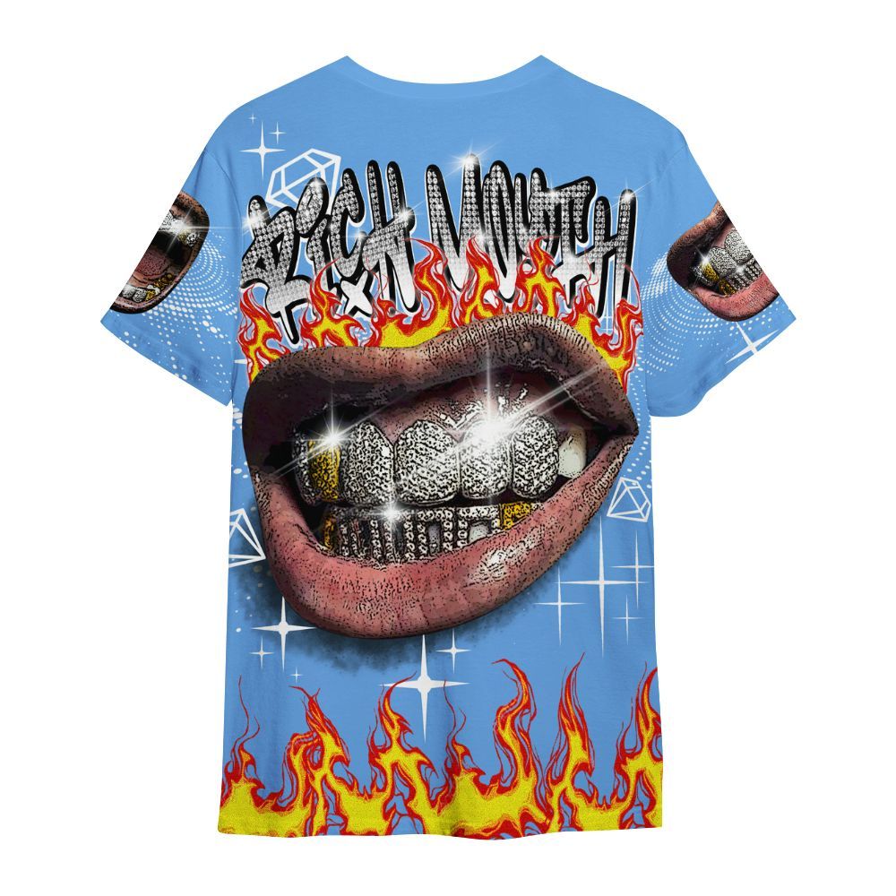 Shirt To Match University Blue 6s - Rich Mouth Fire Rap Retro 90s All Over Print