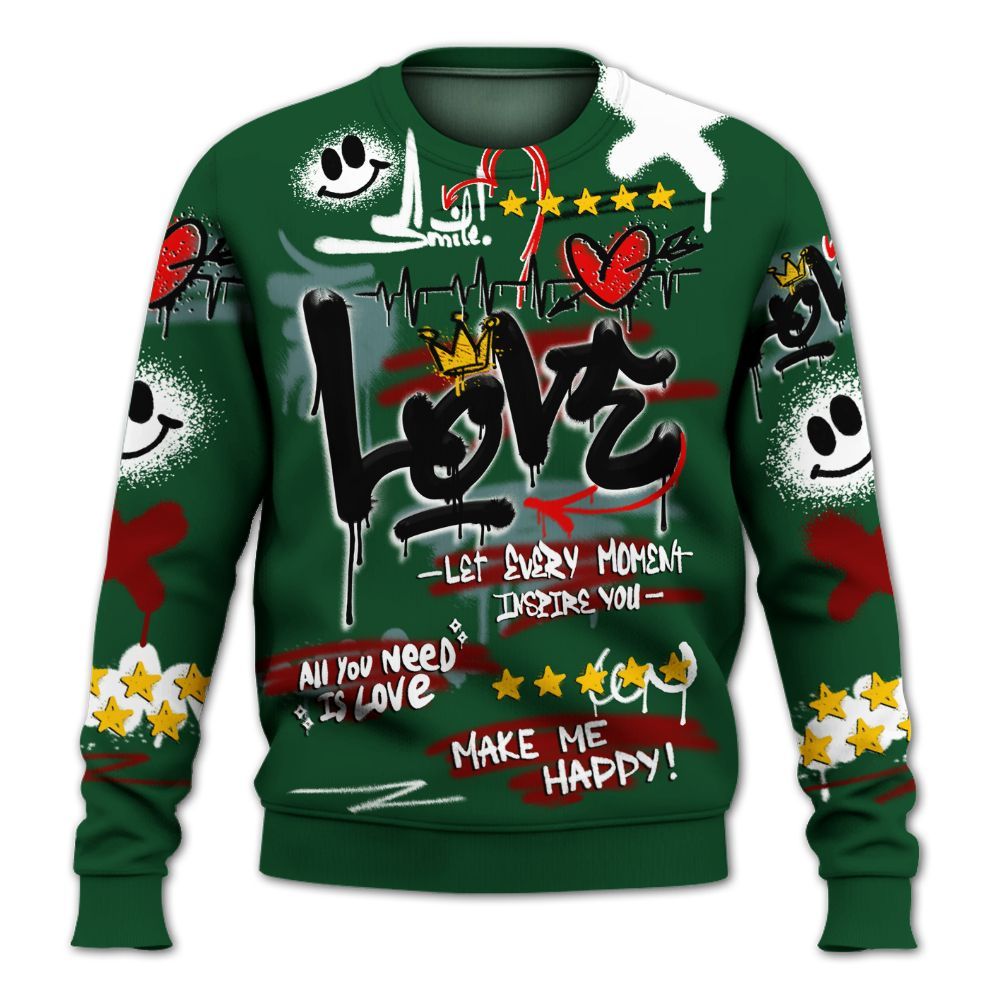 Sweatshirt To Match Concrete Rose 3s - Happy Love Beats Graffiti Streetwear All Over Print