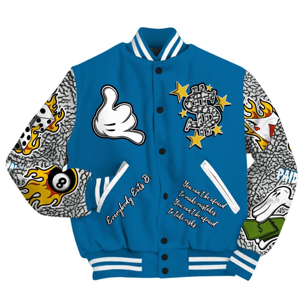 Varsity Jacket To Match OG True Blue 3s - Everybody Paid In Full Graphic All Over Print