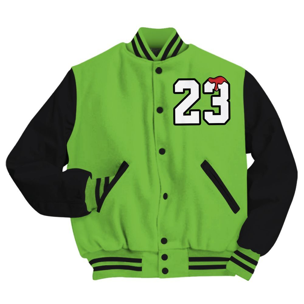 Varsity Jacket To Match Air Max Waffle SP Action Green - Custom Name Number 23 Drip All Over Print