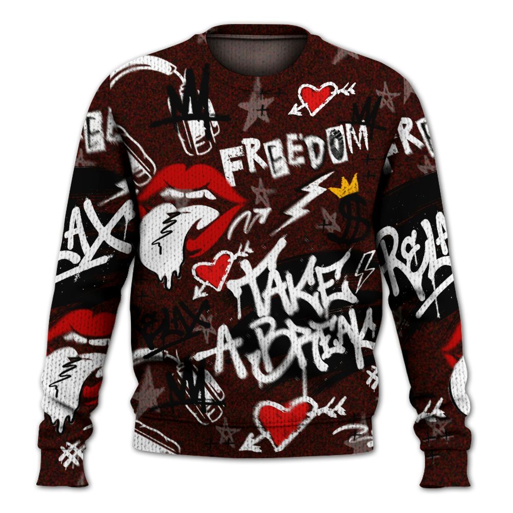 Knitted Sweater To Match Air Force 1 Low Halloween Skull 2024 - Take Break Freedom Graffiti Streetwear