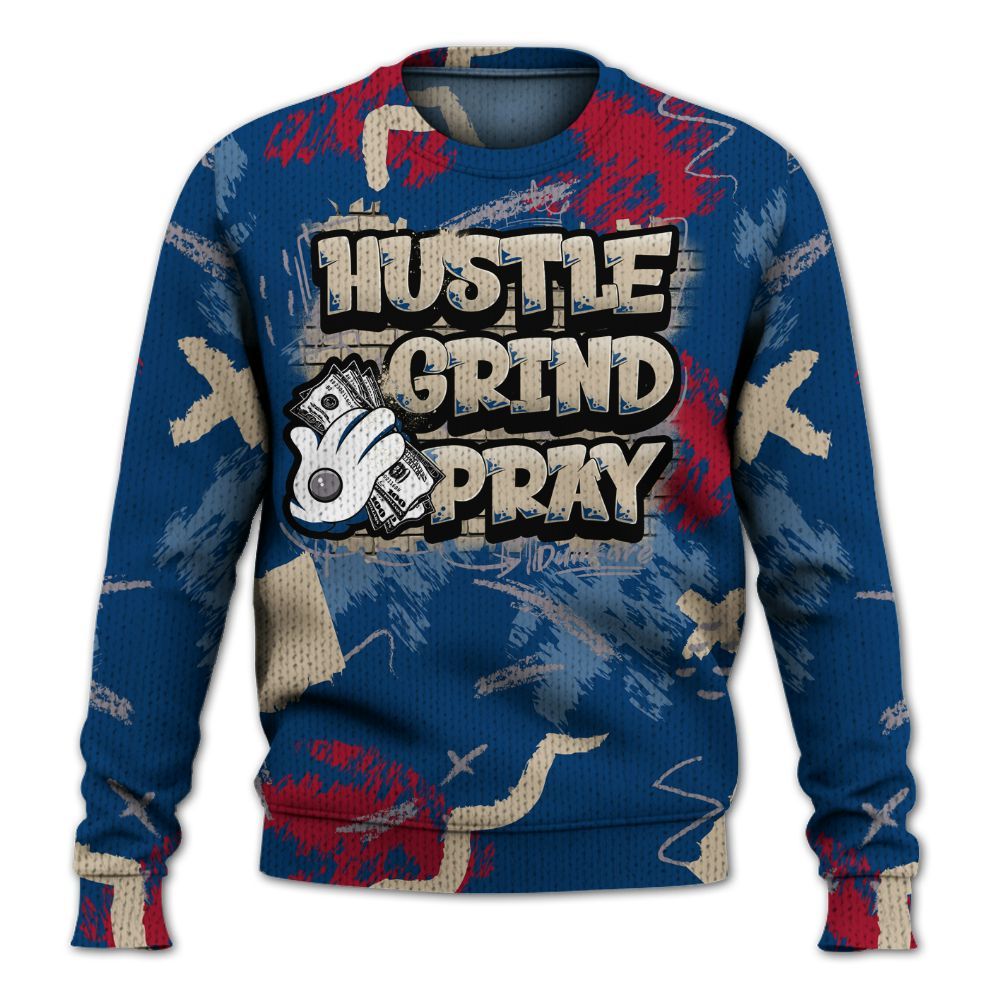 Sweater To Match Rare Air 4s - Hustle Grind Pray Graphic