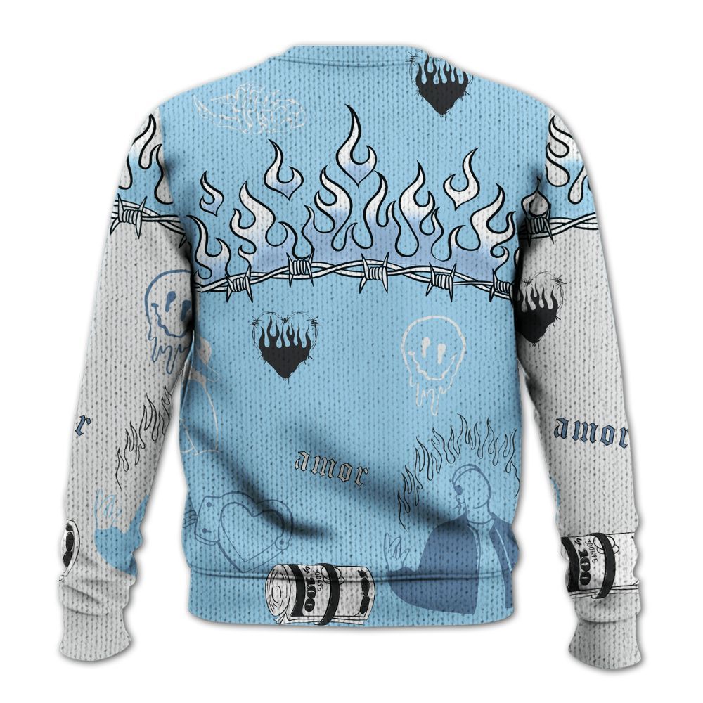 Knitted Sweater To Match Legend Blue 11s - Snake Trust No One