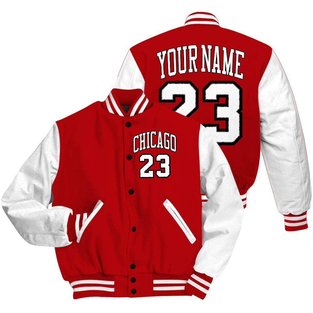 Varsity Jacket To Match Cement Grey 3s - Custom Name Chicago 23 All Over Print