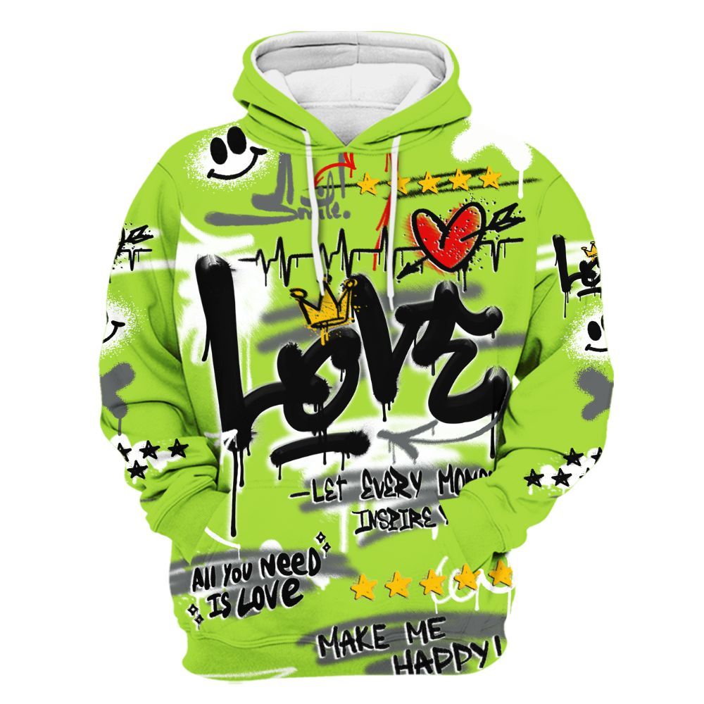 Hoodie To Match Air Max 95 Neon - Happy Love Beats Graffiti Streetwear All Over Print