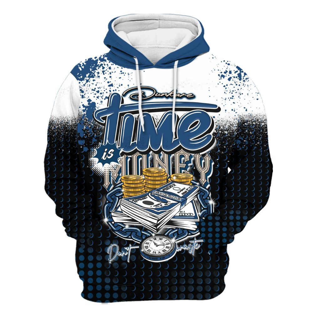 Hoodie To Match High OG Midnight Navy 1s - Halftone Time Is Money All Over Print